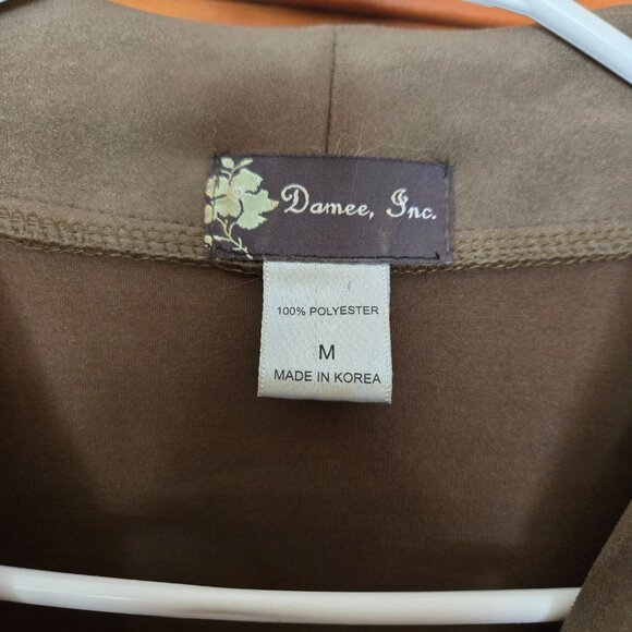 Damee, Inc. 1 Button Swing Jacket Olive Green Pockets Women's Medium 3/4 Sleeves - Picture 4 of 5